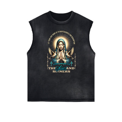 Frayed Edge Celestial & Angel Statue Muscle Tank