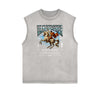 Faded Sleeveless Celestial & Angel Statue T Shirt