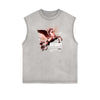 Faded Sleeveless Celestial & Angel Statue T Shirt