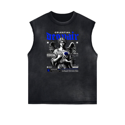 Frayed Edge Celestial & Angel Statue Muscle Tank