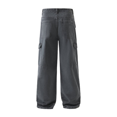 Vintage Washed Baggy Cargo Pants-INNBLAC