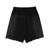 Black Raw Edge Short Jeans