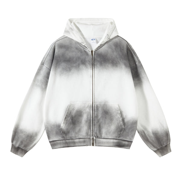 Brush Paint Double Slider Zip Hoodie