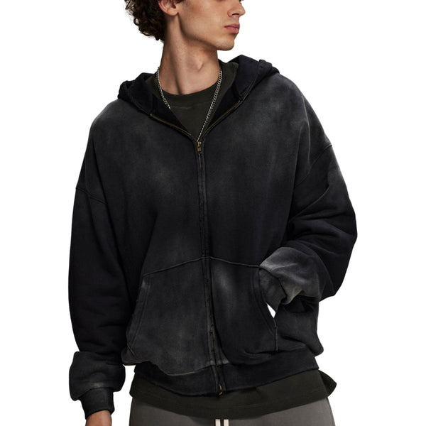 Brush Paint Double Slider Zip Hoodie