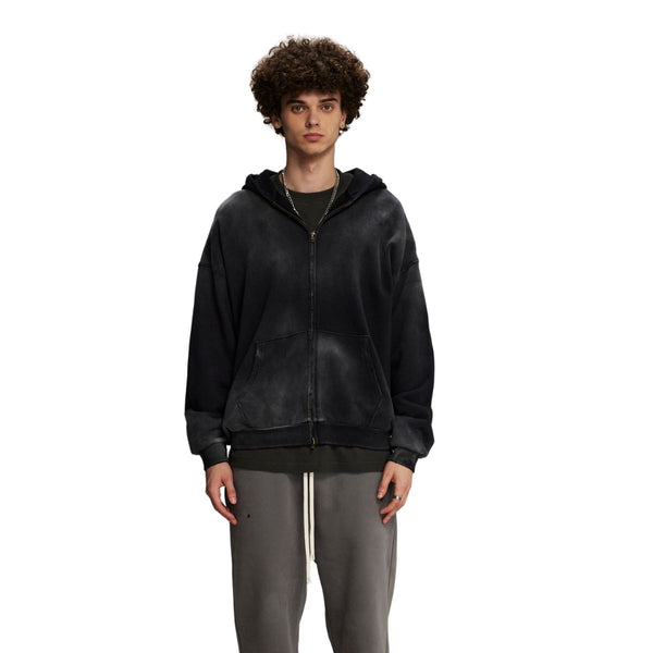 Brush Paint Double Slider Zip Hoodie