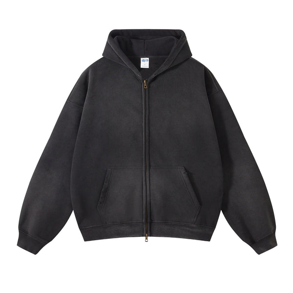 Women's Distressed Double Slider Zip Hoodie-INNBLAC