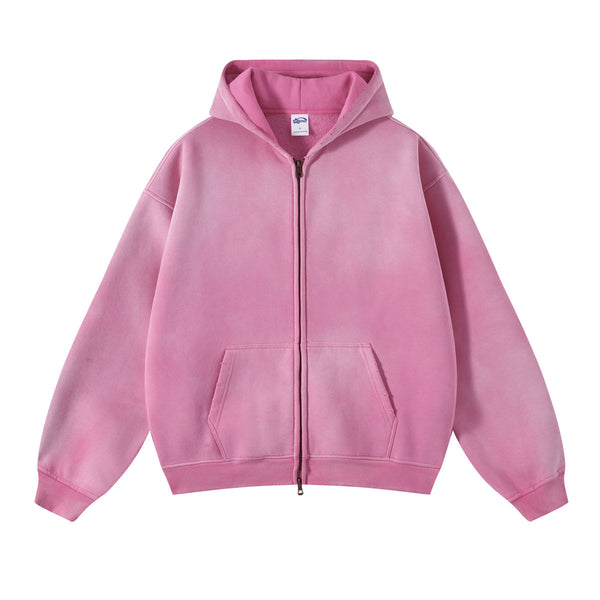 Women's Distressed Double Slider Zip Hoodie-INNBLAC