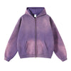 Women's Distressed Double Slider Zip Hoodie-INNBLAC