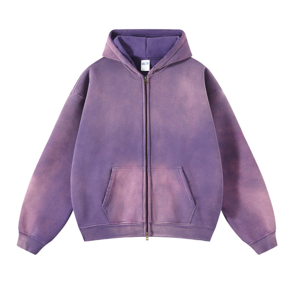 Women's Distressed Double Slider Zip Hoodie-INNBLAC