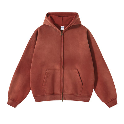 Distressed Double Slider Zip Hoodie