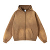 Women's Distressed Double Slider Zip Hoodie-INNBLAC