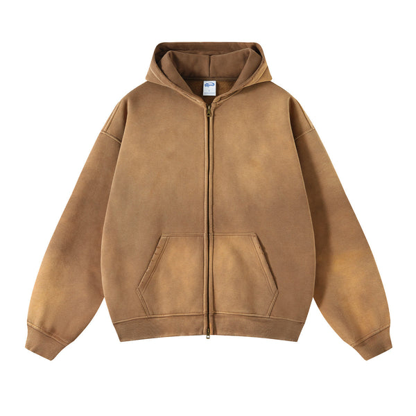 Women's Distressed Double Slider Zip Hoodie-INNBLAC