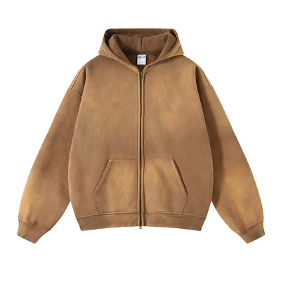 Distressed Double Slider Zip Hoodie