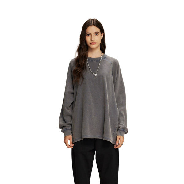 Women's Heavyweight Waffle-knit Long Sleeve T Shirt-INNBLAC