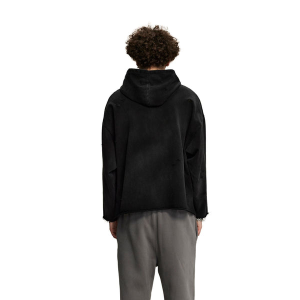 Acid Washed Ripped Hoodie-INNBLAC