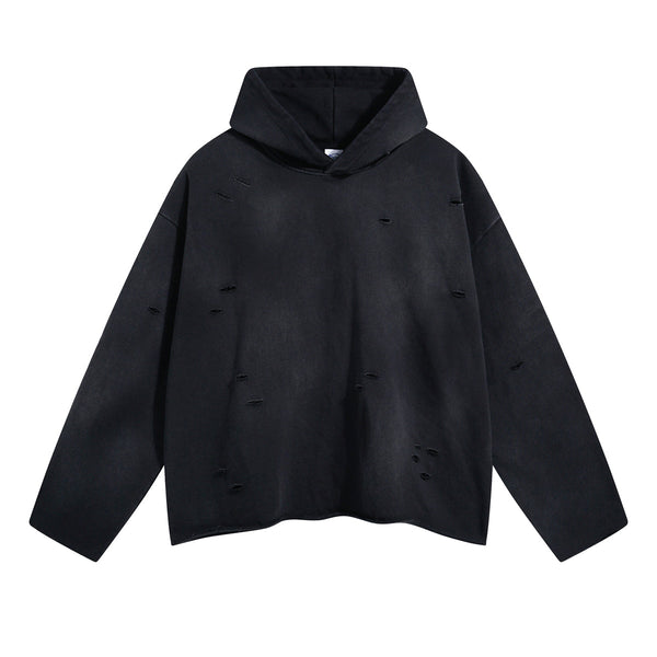 Acid Washed Ripped Hoodie