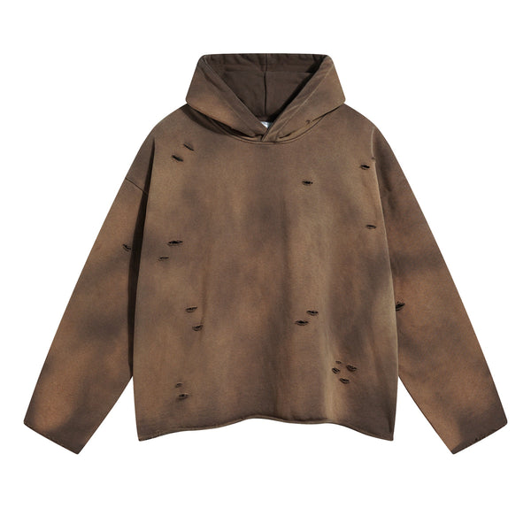 Acid Washed Ripped Hoodie