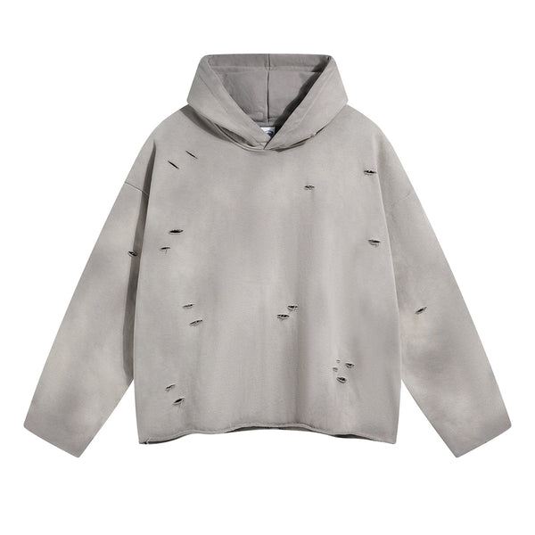 Acid Washed Ripped Hoodie