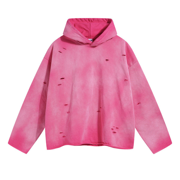 Acid Washed Ripped Hoodie