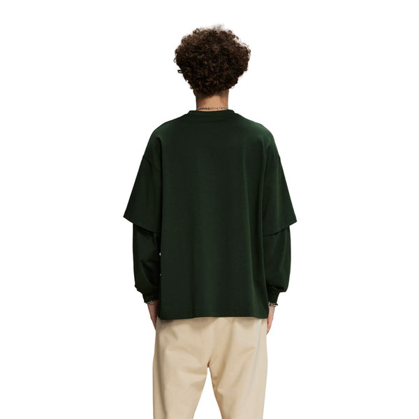Solid Color Mock Two Piece Sweatshirt