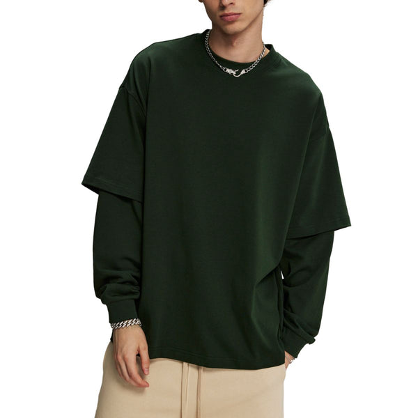 Solid Color Mock Two Piece Sweatshirt
