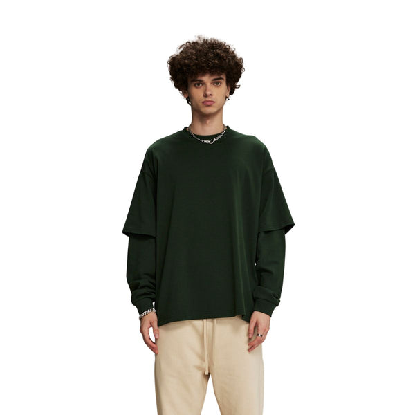 Solid Color Mock Two Piece Sweatshirt