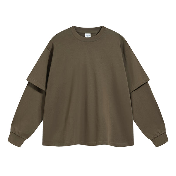 Solid Color Mock Two Piece Sweatshirt