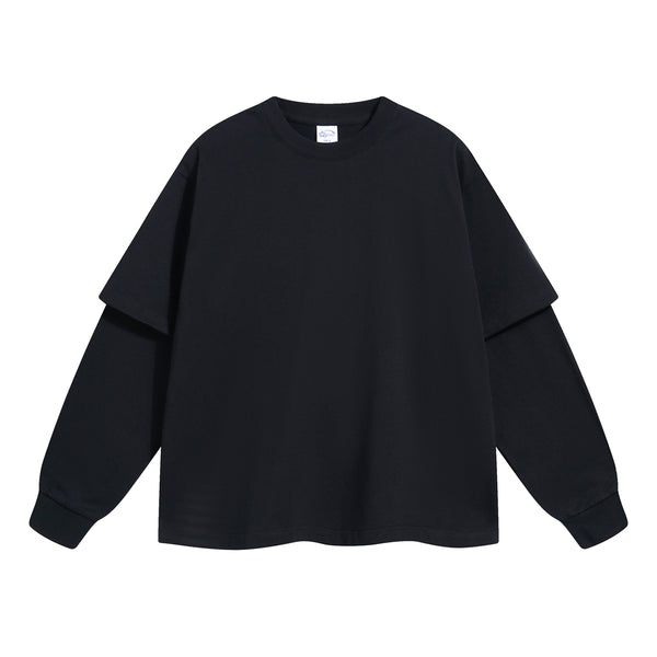 Solid Color Mock Two Piece Sweatshirt