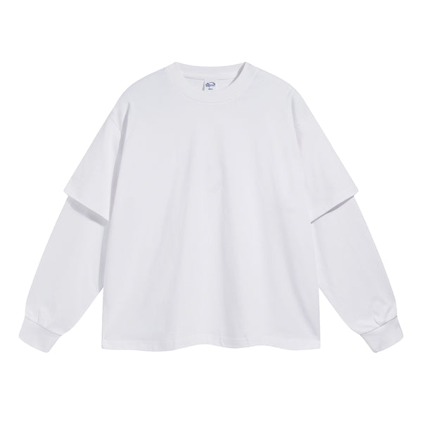 Solid Color Mock Two Piece Sweatshirt