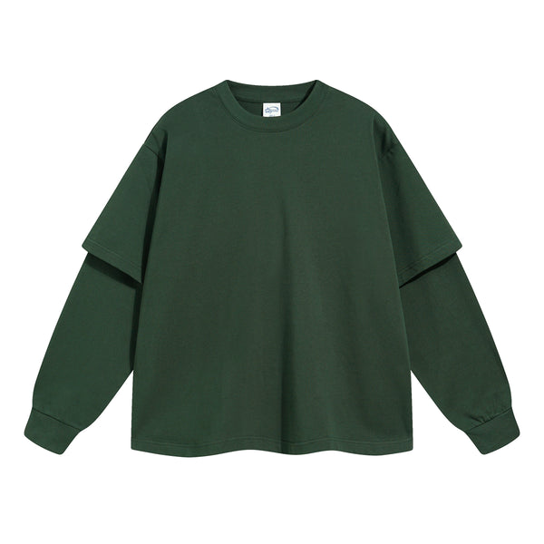 Solid Color Mock Two Piece Sweatshirt