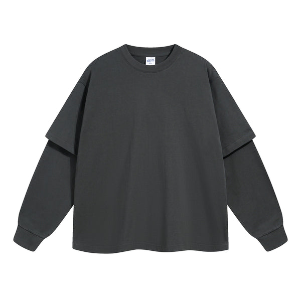 Solid Color Mock Two Piece Sweatshirt