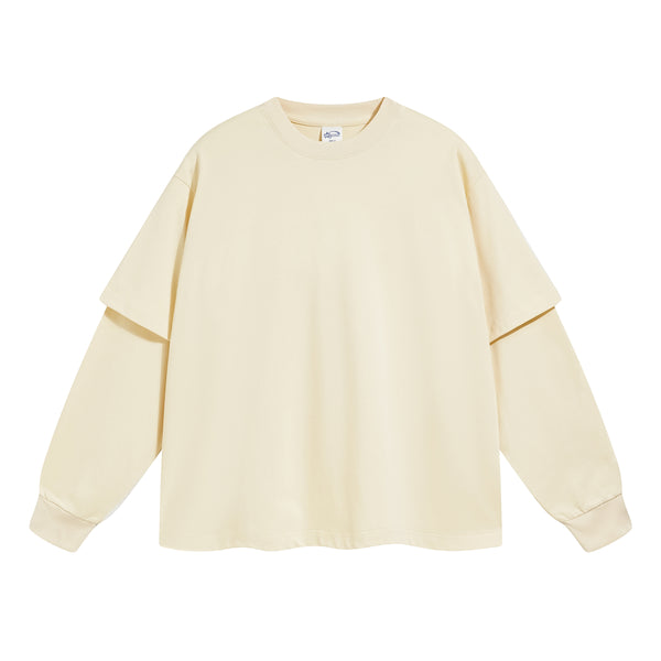Solid Color Mock Two Piece Sweatshirt