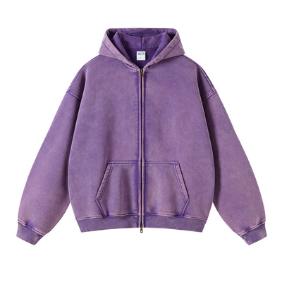 Washed Double Slider Zip Hoodie