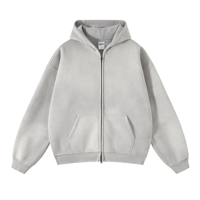 Washed Double Slider Zip Hoodie