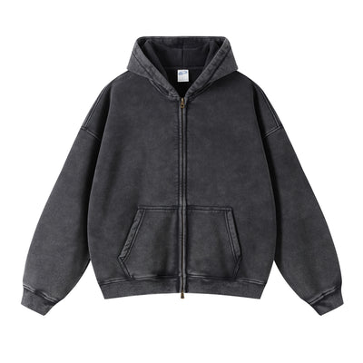 Washed Double Slider Zip Hoodie