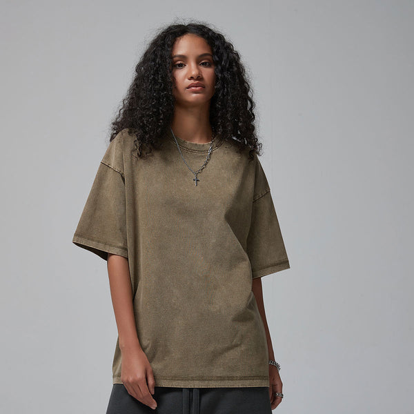 Women's Stone Wash Boxy T Shirt 8oz-INNBLAC