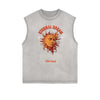 Distressed Sleeveless Summer Vacation Pattern Tee