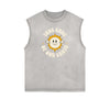 Distressed Sleeveless Summer Vacation Pattern Tee