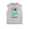 Distressed Sleeveless Summer Vacation Pattern Tee