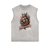 Distressed Sleeveless Summer Vacation Pattern Tee