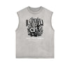 Distressed Sleeveless Summer Vacation Pattern Tee