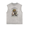 Distressed Sleeveless Summer Vacation Pattern Tee