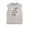 Distressed Sleeveless Summer Vacation Pattern Tee