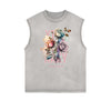 Distressed Sleeveless Summer Vacation Pattern Tee