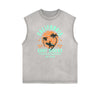 Distressed Sleeveless Summer Vacation Pattern Tee