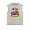 Distressed Sleeveless Summer Vacation Pattern Tee