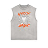 Distressed Sleeveless Summer Vacation Pattern Tee