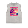 Distressed Sleeveless Summer Vacation Pattern Tee