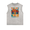 Distressed Sleeveless Summer Vacation Pattern Tee