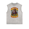 Distressed Sleeveless Summer Vacation Pattern Tee